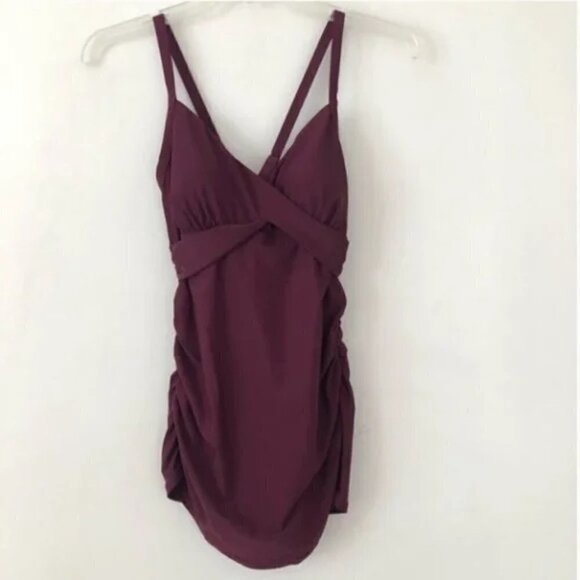 Pinkblush Maternity Plum Wrap Front Tankini + Bikini Bottoms Bathing Suit Set S - Picture 5 of 10